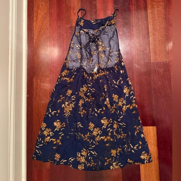 NWT free people floral navy blue mini dress - Picture 3 of 3